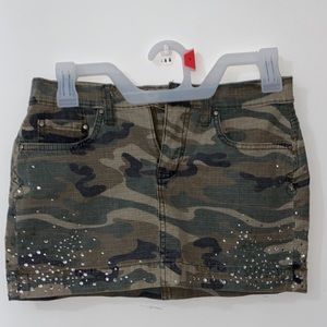 Vanilla Star Camo denim skirt with rhinestones
